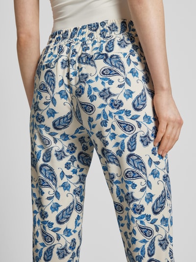 ICHI Tapered fit stoffen broek met all-over print, model 'Kate' Bleu - 3