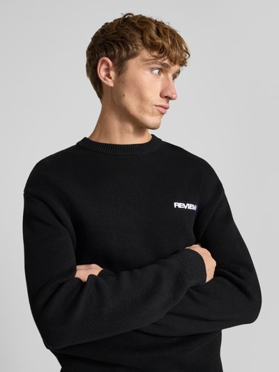 REVIEW Strickpullover mit Label-Stitching Black 3