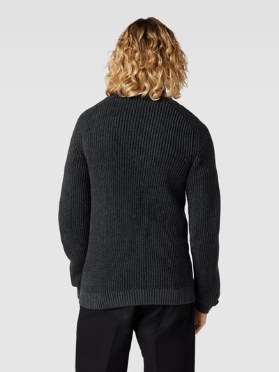 Jack & Jones Strickpullover mit Stehkragen Modell 'DAVIS' Dunkelgrau Melange 5