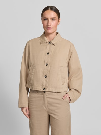 Marc O'Polo Oversized Hemdjacke aus Baumwoll-Lyocell-Leinen-Mix Beige 4