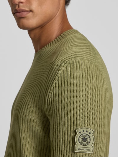 Marc O'Polo Regular Fit Strickpullover aus reiner Baumwolle - Marc O'Polo × DFB Travel Collection Oliv 3