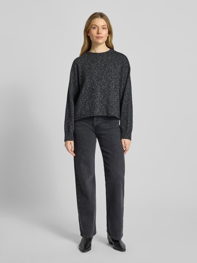 Drykorn Gebreide pullover met ribboorden, model 'MALESE' Donkergrijs gemêleerd - 1