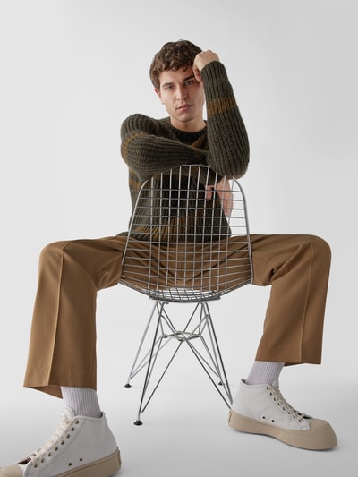 Roberto Collina Pullover mit Kontraststreifen Dunkelgrün 6