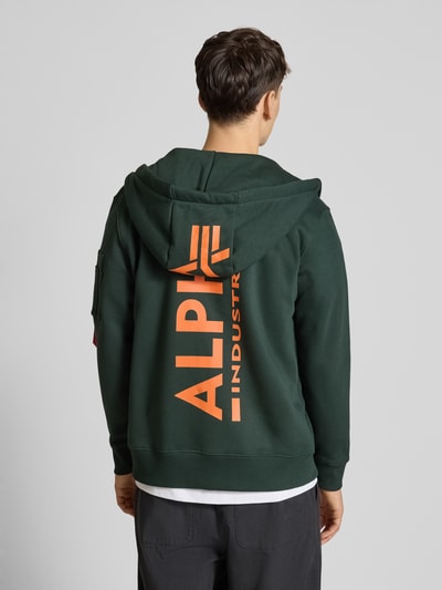 Alpha Industries Sweatjacke mit Logo-Patch und Känguru-Tasche Petrol 4