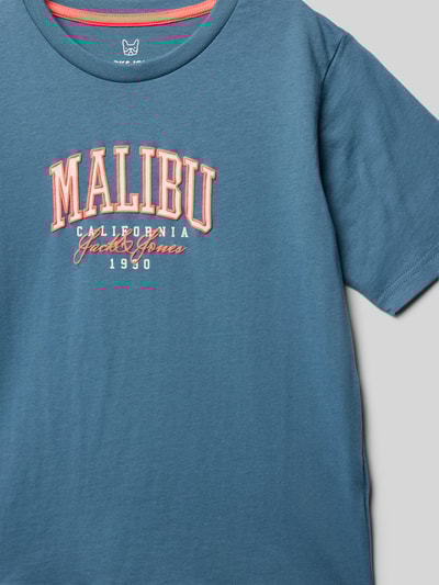 Jack & Jones T-Shirt mit Label-Print Modell 'DETROIT' Rauchblau 2