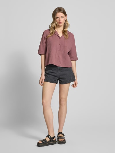 Only Boxy fit blouse met korte mouwen van zuiver katoen, model 'THYRA' Mauve - 1