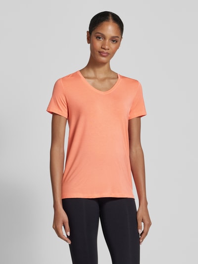 Schiesser T-Shirt mit geripptem V-Ausschnitt Orange 4