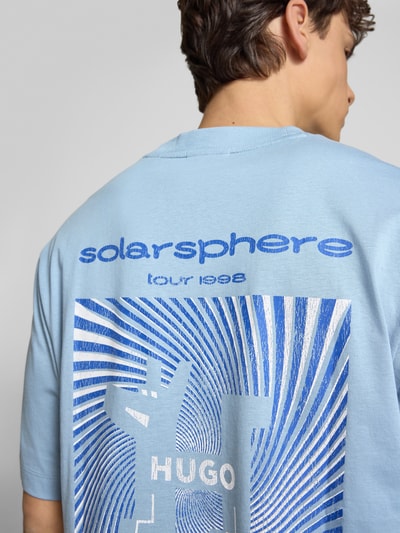 Hugo Blue T-shirt met motiefprint, model 'Nedix' Rookblauw - 3
