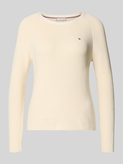 Produktfoto, Regular Fit Pullover aus reiner Baumwolle van Tommy Hilfiger in effen kleuren met ronde hals, ribtricot, gestikt logo, damesmode