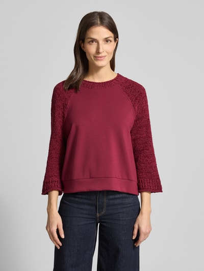 Marc Cain Relaxed Fit Pullover mit Strick-Besatz Kirsche 4