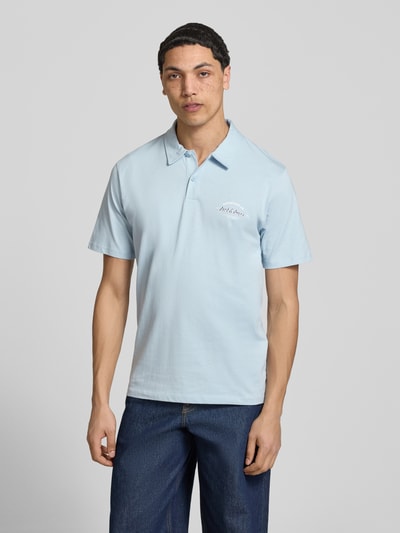 JACK & JONES Poloshirt mit Label-Print Modell 'BRANDON' Hellblau 4