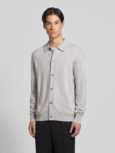 Christian Berg Men Strickjacke aus Baumwoll-Kaschmir-Mix Hellgrau Melange 4