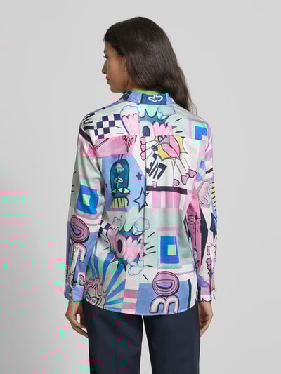 Milano Italy Bluzka koszulowa o kroju regular fit ze wzorem na całej powierzchni Mocnoróżowy 5