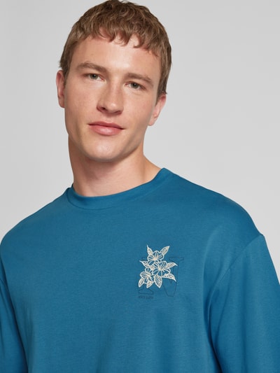 Blend T-shirt met motiefstitching, model 'JIM' Blauw - 3