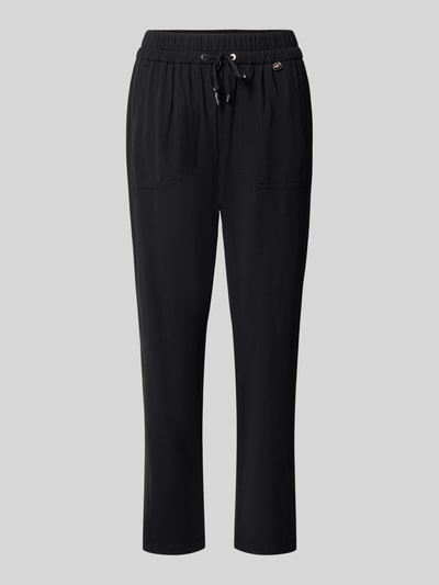 Productfoto, Hose mit elastischem Bund und Eingrifftaschen van Marc Cain, zwarte Materiaalmix met stretch, regular fit, tunnelkoord, steekzakken, bandwijdte maat 36: 36 cm, binnenbeenlengte maat 36: 67 cm