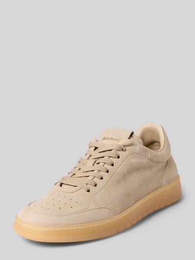 Productfoto, Sneaker aus echtem Leder mit Logo-Detail van Barracuda in beige met afgeronde pasvorm, vetersluiting, logodetail, hakhoogte maat 44: 3 cm, schachthoogte maat 44: 8 cm, schachtbreedte maat 44: 10 cm, glad leer en rubberen zool