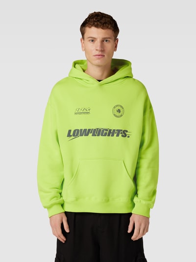 Low Lights Studios Hoodie met labelprint, model 'Racer' Lichtgroen - 4