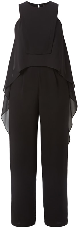 BCBG Max Azria Jumpsuit mit locker fallendem Besatz aus Chiffon Black 4