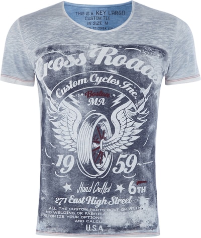 Key Largo T-Shirt mit Vintage-Print Bleu 3