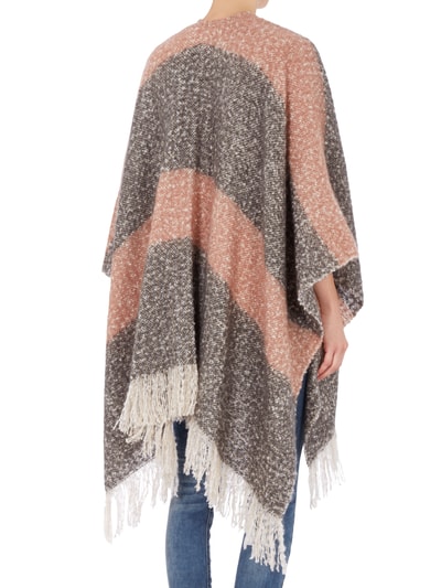 Review Poncho mit Fransen und Blockstreifenmuster Rosa Melange 5