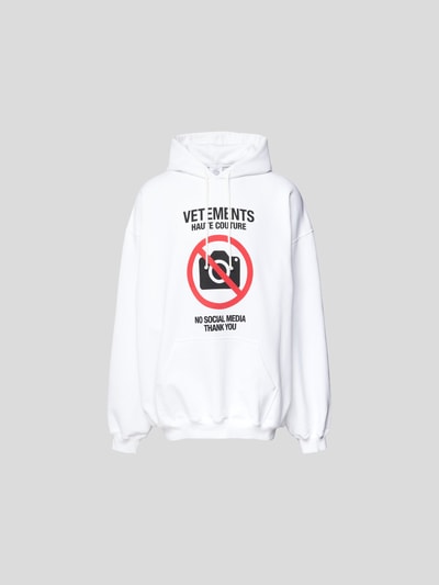 VETEMENTS Oversized Hoodie mit Statement-Print Weiss 2