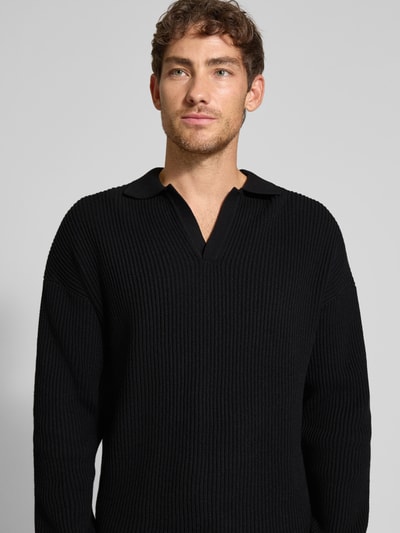 Drykorn Gebreide pullover met polokraag Zwart - 3