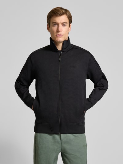 BOSS Green Regular fit trainingsjack met structuurmotief, model 'MIRROR' Zwart - 4