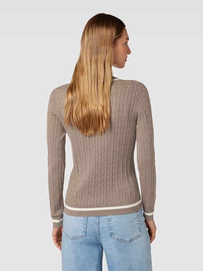 Montego Gebreide pullover met V-hals Taupe gemêleerd - 5