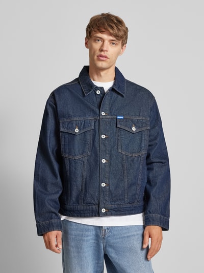 Hugo Blue Jeansjacke mit Kentkragen Modell 'Dex' Dunkelblau 4