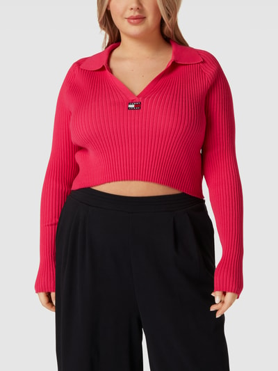 Tommy Jeans Curve PLUS SIZE Strickpullover mit V-Ausschnitt Pink 4