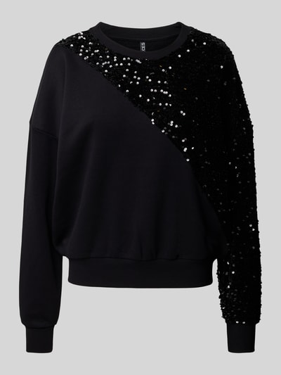 Pieces Regular Fit Sweatshirt mit Pailletten Modell 'NANCY Black 1