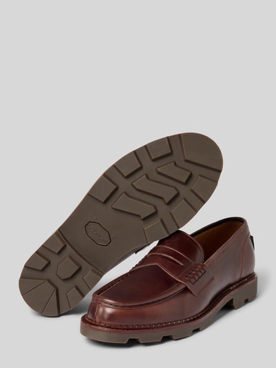 POMPEII BRAND Loafers van echt leer, model 'Modena' Middenbruin - 4