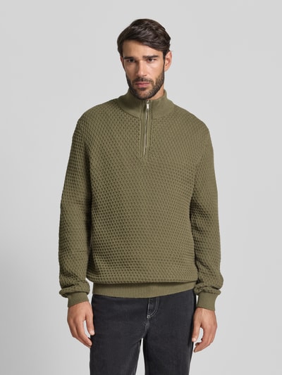 MCNEAL Strickpullover mit gerippten Abschlüssen Oliv 4