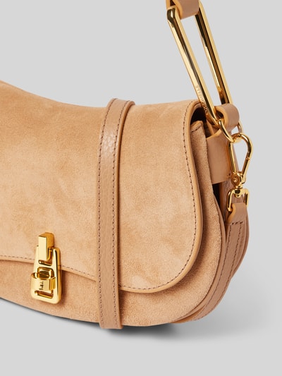 Coccinelle Handtas van leer met labeldetail, model 'MAGIE' Camel - 3