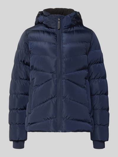 Produktfoto, Regular Fit Jacke in Stepp-Optik Modell 'Synria' von Cars Jeans, dunkelblau, mit Kapuze, Reißverschluss, seitlichen Eingrifftaschen, strukturierte Oberfläche, Damen Jacke.