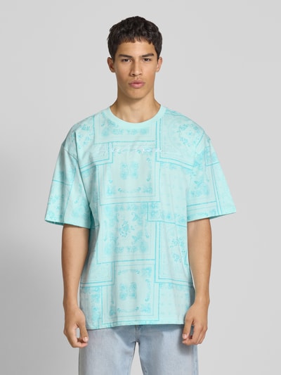 KARL KANI T-shirt met labelstitching Oceaanblauw - 4