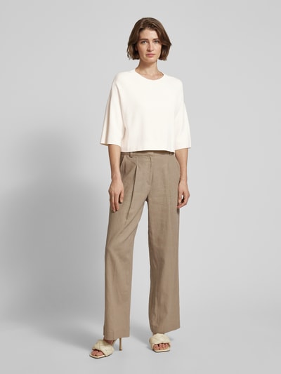 Weekend Max Mara Cropped Strickshirt mit Rundhalsausschnitt Modell 'AMATO' Offwhite 1