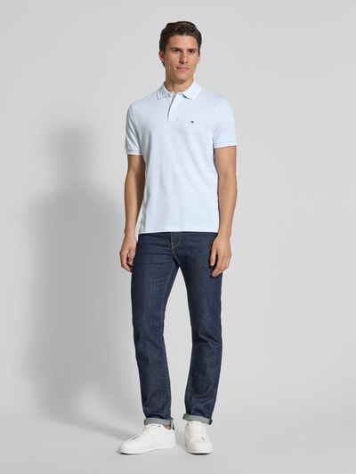 Tommy Hilfiger Regular Fit Poloshirt aus Baumwoll-Leinen-Mix Hellblau 1