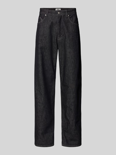 Produktfoto, Jeans mit 5-Pocket-Design von Drykorn in Dunkelblau, Reine Baumwolle, Lockerer Schnitt, Knopf- und Reißverschluss, glatte Textur