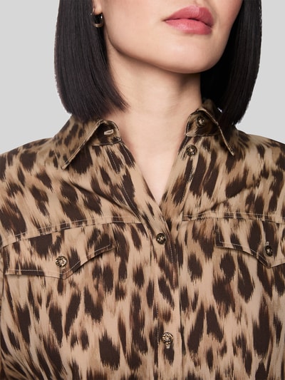 Marc Cain Overhemdblouse met elastische zoom Middenbruin - 3