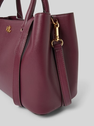 Lauren Ralph Lauren Handtas van runderleer met labeldetails, model 'MARCY' Donkerrood - 3