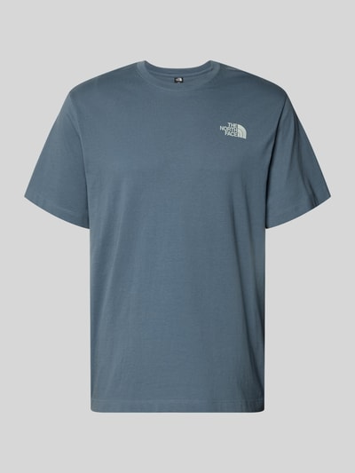 Produktfoto, Relaxed Fit T-Shirt mit Logo-Print von The North Face in Blau, reine Baumwolle, Rundhalsausschnitt, glatte Struktur