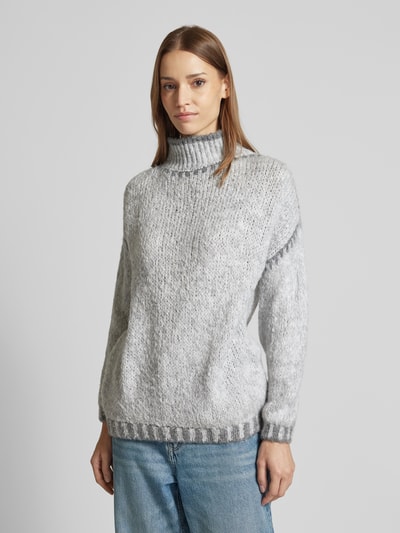 ZABAIONE Oversized gebreide pullover met opstaande kraag, model 'Emily' Lichtgrijs - 4