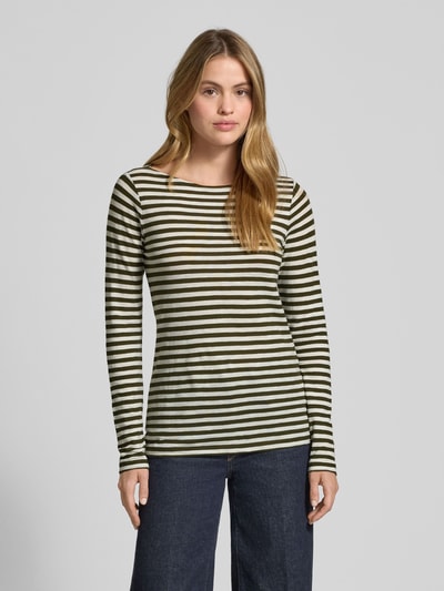 Marc O'Polo Slim Fit Langarmshirt aus reiner Baumwolle Khaki 4