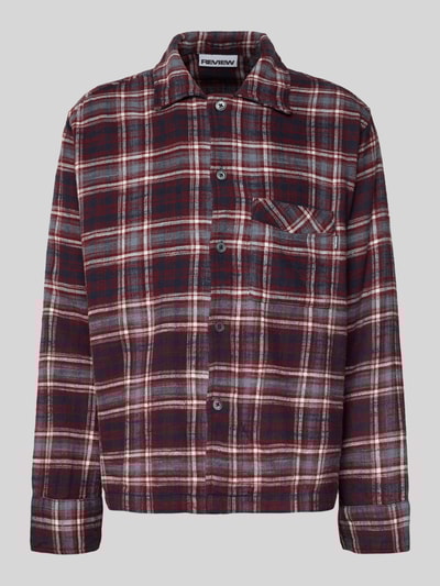 REVIEW Koszula casualowa regular fit z kołnierzykiem typu kent Bordowy 2