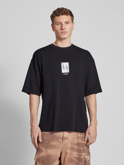 REVIEW T-Shirt mit Label- und Motiv-Print Black 4