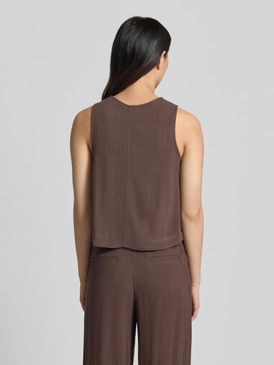Jake*s Casual Blouse van viscosemix met knoopsluiting Donkerbruin - 5