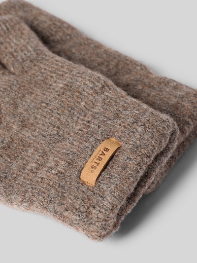 Produktfoto, brązowe rękawiczki z melanżowej dzianiny z naszywką z logo, Handschuhe mit Label-Patch Modell 'Witzia' od Barts, damskie