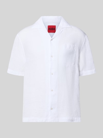 HUGO Regular Fit Freizeithemd aus reinem Leinen Modell 'EXOLINO' Weiss 2