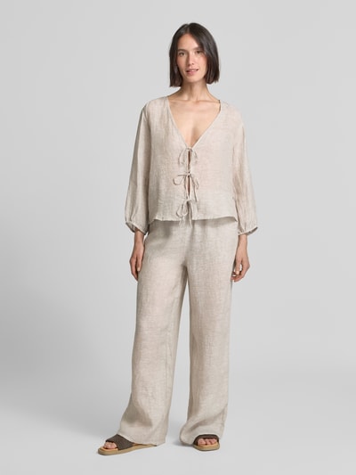 Christian Berg Woman Wide Leg Leinenhose mit Eingrifftaschen Beige 1